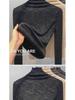 Women's Plus Size Velvet Lace Bottoming Shirt - Warm Half High Collar Mesh Top for Autumn/Winter 2024