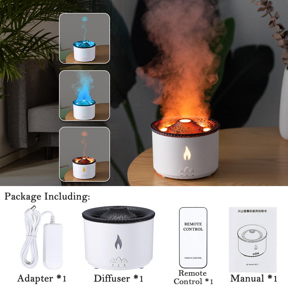 Umidificatore a fiamma Medusa Diffusore di aromi elettrico Lava Vulcano Design Effetto fiamma Diffusore d'aria Macchina per il creatore della foschia