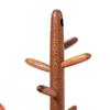 Entryway Key Holder Stand with a Warm Brown Wood Look, 5 Separate Arms, and a Catchall Tray for Frequently Used Personal Accessories