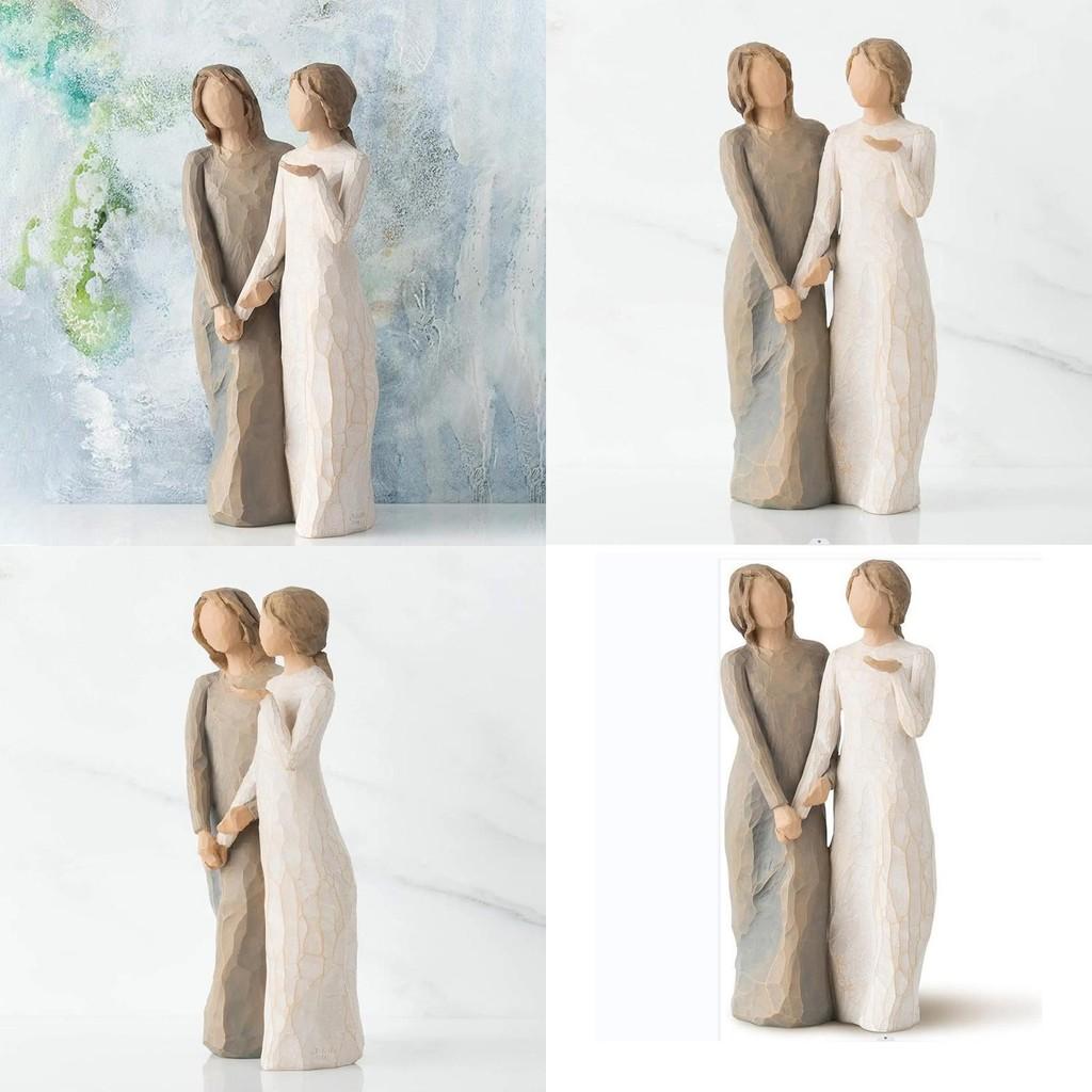 Hand Tree Willow Painted Resin Sister By My Side Figurine Doll Gift Decorative