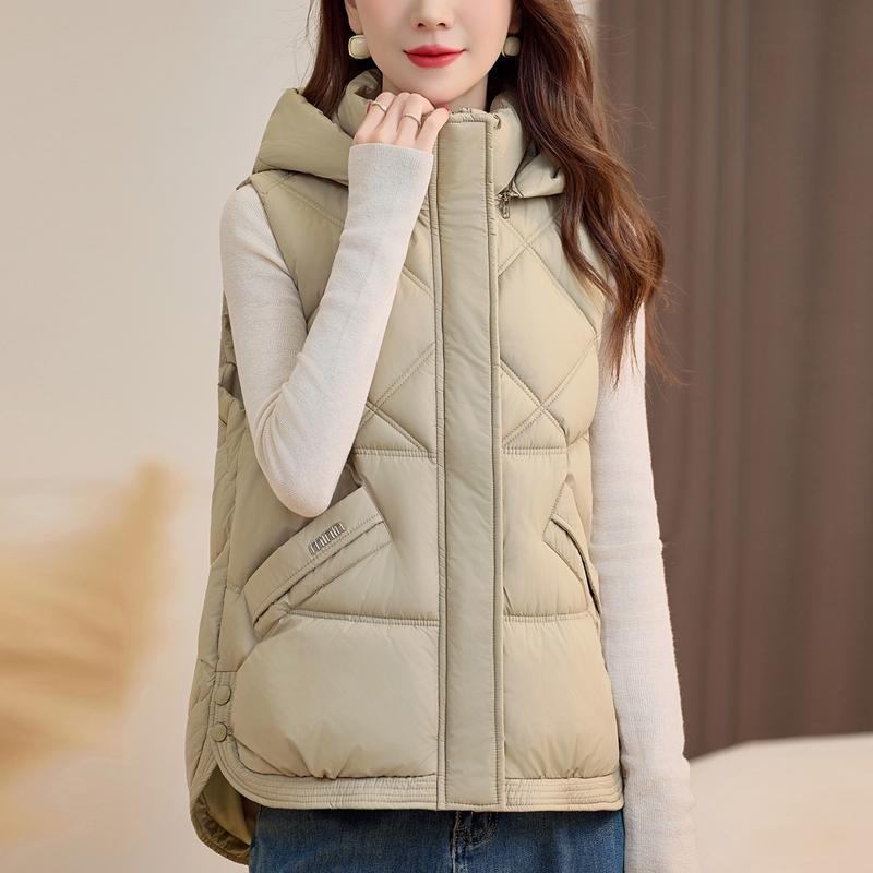 

Модный зимний женский теплый жилет с капюшоном, толстые безрукавные куртки, женские пальто 2XL верблюд