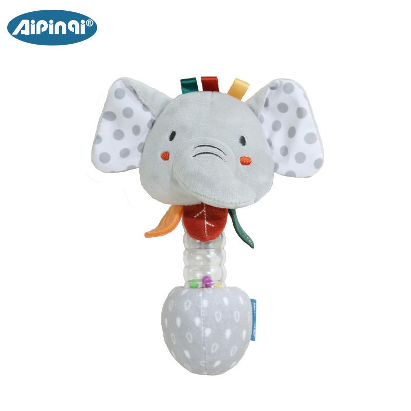 Aipinqi Baby Soothing Plush Doll with Color Beads and Hand Bell, for Ages 0-1.