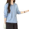 Hooded drawstring design knitted sweater women's autumn new pullover long sleeve simple wind sweater