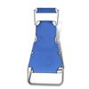 Folding Sun Lounger with Sun Canopy Steel and Fabric Blue