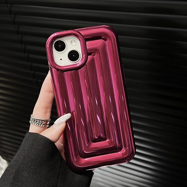 Luxury Plating Silver 3d Stripe Lattice Soap Case For Iphone 14 13 12 11 Pro Max 14 Plus Luggage Box Shockproof Soft Cover