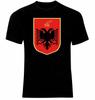 Coat of Arms of The Albania Albanian Arms Flag T-Shirt. Summer Cotton Short Sleeve O-Neck Mens