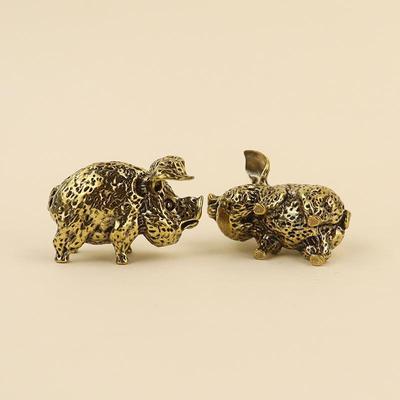 Handgefertigte Chinesische Tierkreiszeichen Schwein Messing Statue Vintage Glücksbringer Dekoration für Zuhause Büro Schreibtisch Sammlung Geschenk