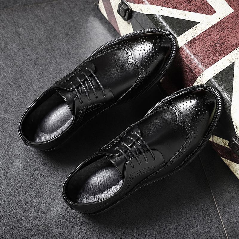 Extra Large Size British Fashion Retro Trend Pointed Casual Leather Shoes 45 Brock Engraved Men's Shoes 830-H