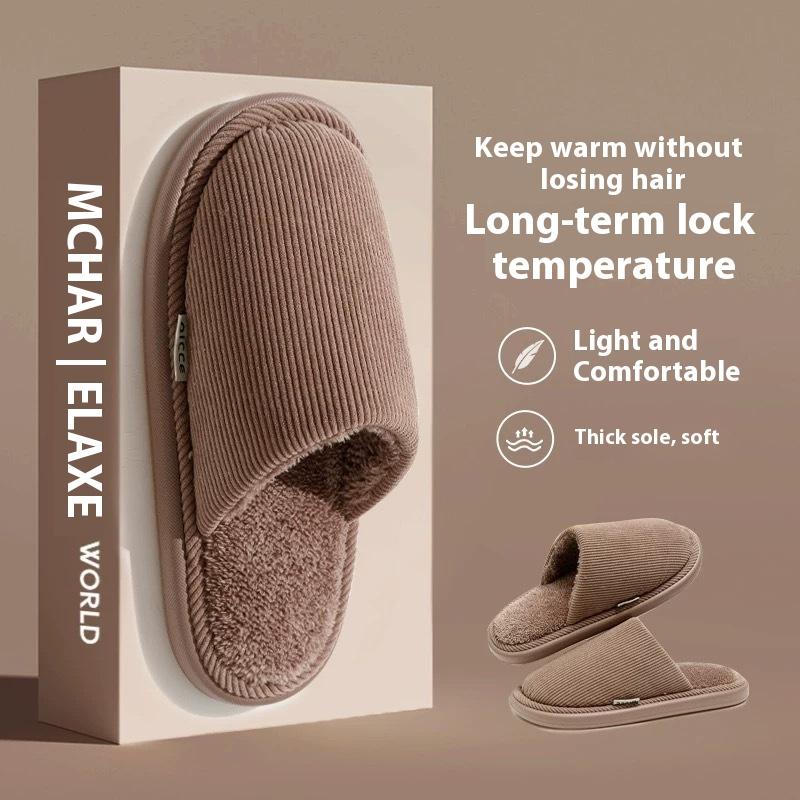 Women Fleece Lined Slippers Warm Indoor House Shoes Non Slip EVA Sole Couple Home Comfortable Winter Cotton Shoes