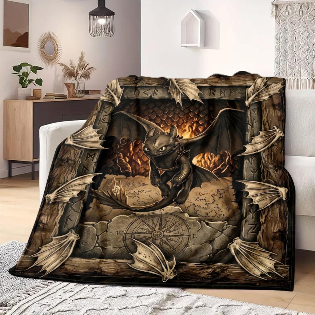 How to Train Your Dragon Flannel Blanket Adorable Print For Home Sofa Bed Chair Travel Picnic -HE37