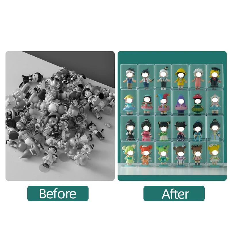 1/2/4/6/12pcs stackable acrylic display boxes suitable for blind boxes, figurines, transparent dust-proof storage