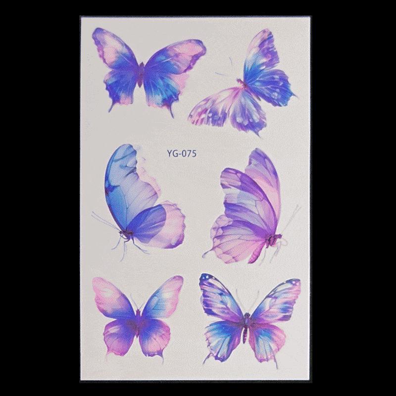 's New Fluorescent Butterfly Tattoo Sticker Music Festival KTV Concert Party Disposable Waterproof