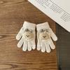 Winter Children's Cartoon Knit Gloves - Five-Finger Design for Boys & Girls