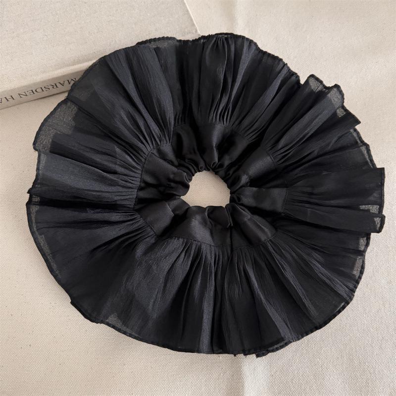 Korean Oversized Ruffled Scrunchie: Retro Bridal Wedding Hair Accessory