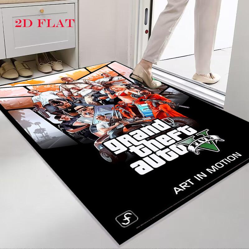 Tappeto Tappeto Poster GTA per Soggiorno Camera da Letto Casa Decorazione Divano, Tappetino Antiscivolo per Giochi Bambini