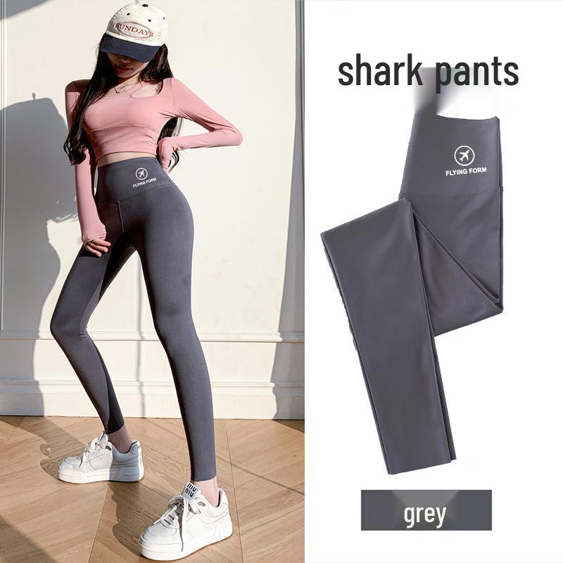 High Waist Lambswool Shark Leggings: Thickened Velvet Warm Yoga Pants for Women - Slimming and Shaping, Perfect for Autumn and Winter.