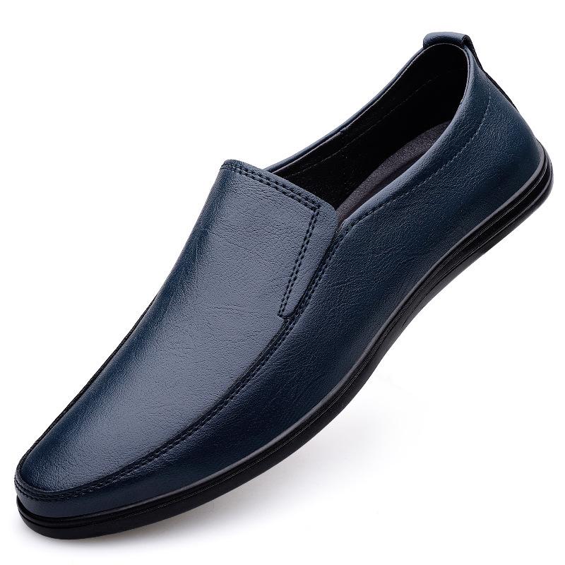 Men s Cross-Border Leather Slip-On Loafers - Formal Cowhide Driving Shoes, Large Size 43