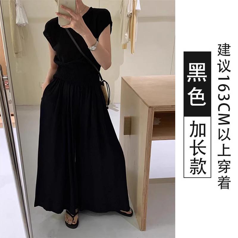 

Хлопковые и льняные кюлоты с широкими штанинами женские летние новые ленивый ветер свободные с высокой талией тонкие прямые повседневные брюки XL [Suitable for 125-72.5kg]