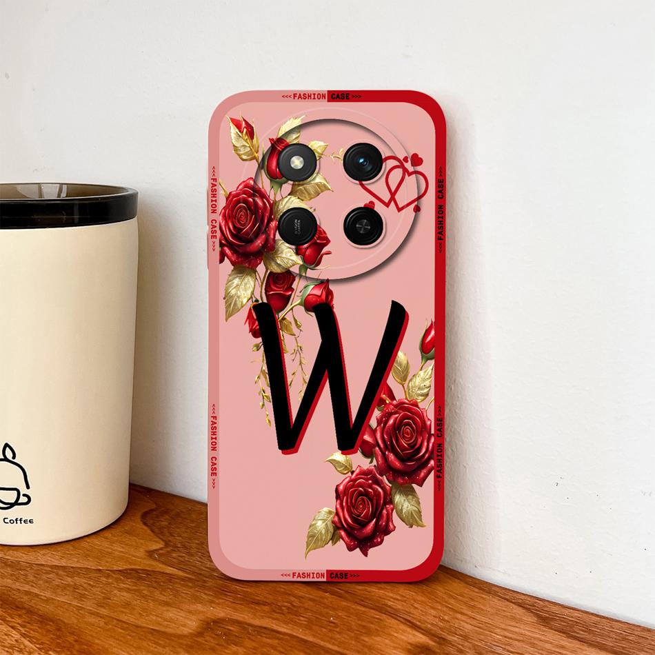 For Honor Magic 7 Lite Case For Magic 8 Lite Rose Letters Soft Phone Back Cover For Magic7 Magic8 Lite Liquid Silicone Fundas