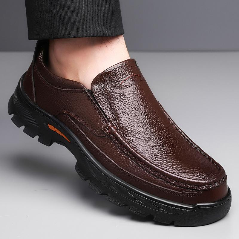 Classic Mens Split Leather Loafers Comfy Male Casual Shoes Handmade Moccasins Fashion Men'S Driving Shoes Outdoor Slip On Flats