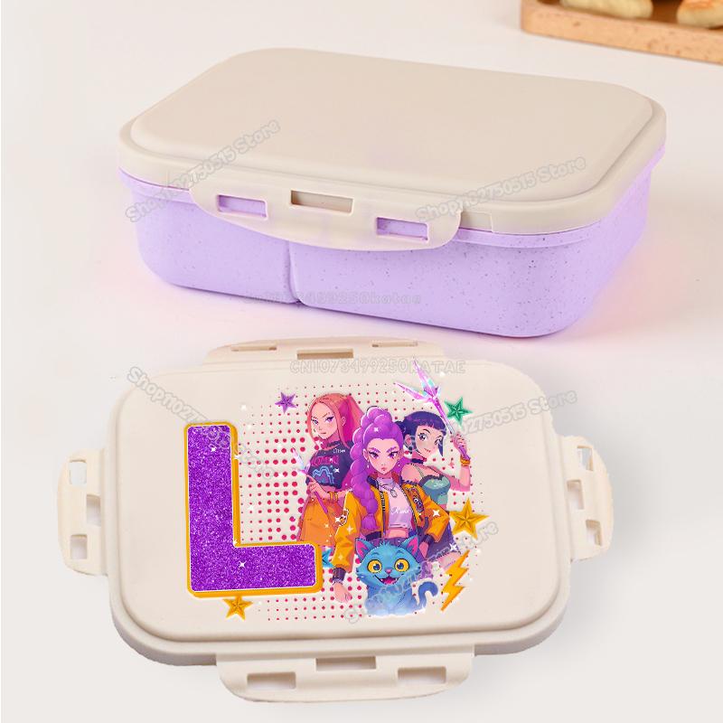 Kpop Demon Hunters Letter A-Z Bento Boxes Rumi Mira Zoey Student Lunch Box School Office Microwave Portable Fruit Food Container