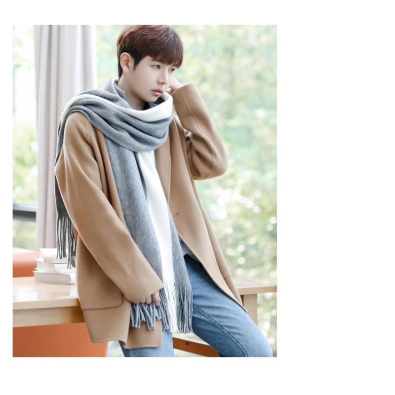 New Korean Style Scarf for Women in Winter Simple and Versatile British Men's Scarf  Woolen Neck Scarf  Thickened Student Long Style To Keep Warm