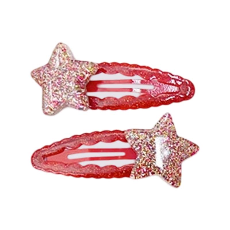 Adorkable Star Glitter Hair Clip for Girls Kid Star Barrettes Glitter Handmade Pink Hairpins Lovely Hairpins