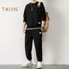 2Pcs/Set Fake Two Pieces Sport Suit Round Crew Long Sleeve Pullover Tops Elastic Waist Long Trousers Set Daily Wear