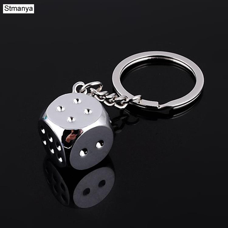 New Dice Key Chain Metal Personality Dice Poker Soccer Guitar Model Alloy Keychain Gift Car Key Ring 17045