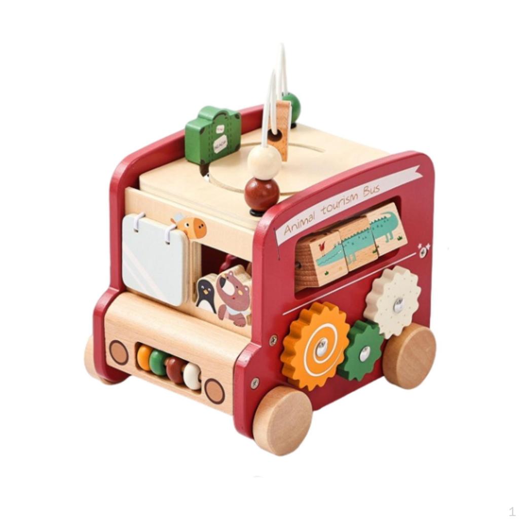 5-in-1 Bus Toy Kids Xylophone Hammering Pounding Montessori Percussion Instrument Wooden