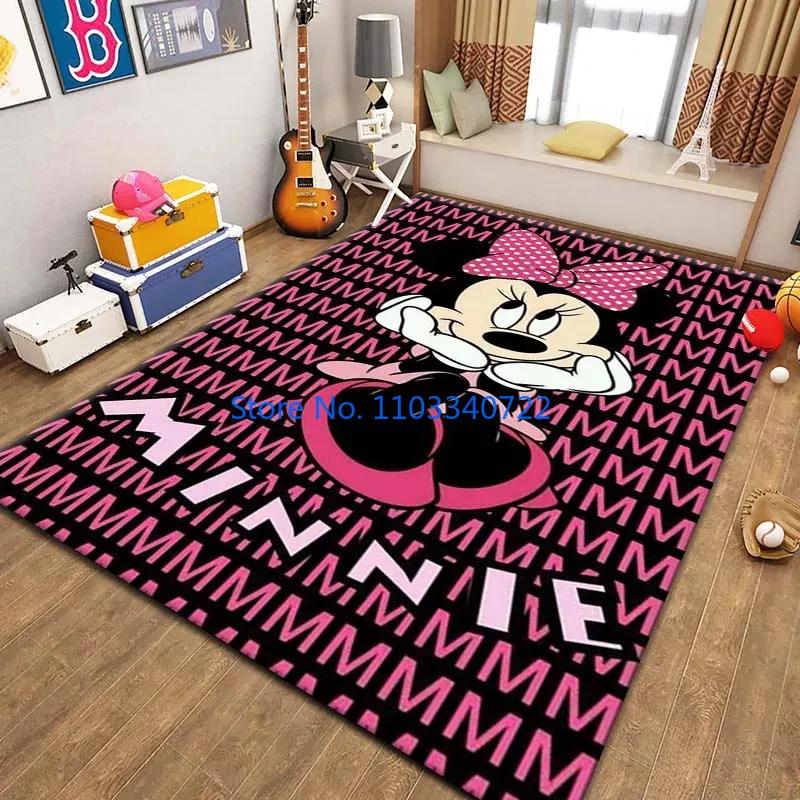 Mickey Minnie Area Mat, Cute Cartoon Rug Carpets 120x160cm Decor for Living Room Children's Bedroom Sofa Bathroom Kids Floor Mat