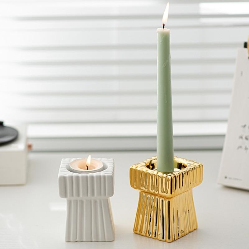Fashion Candle Holder Solid Square Tealight Candlestick for Wedding Home Decor Hotel Supplies