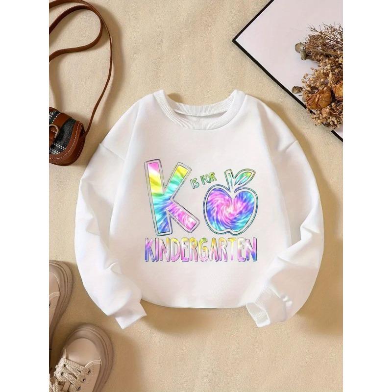 Kids Sweatshirt In The Back-To-School Season,Wear Round-Neck Sweatshirts Featuring Creative Letter Designs, Perfect for Casual Outings