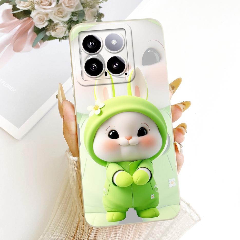 For Xiaomi Mi 14 Pro Case Cute Rabbit Cartoon Cover Shockproof Soft TPU Phone Case For Xiaomi 14 Pro Mi14 Pro 5G Back Cover Bags