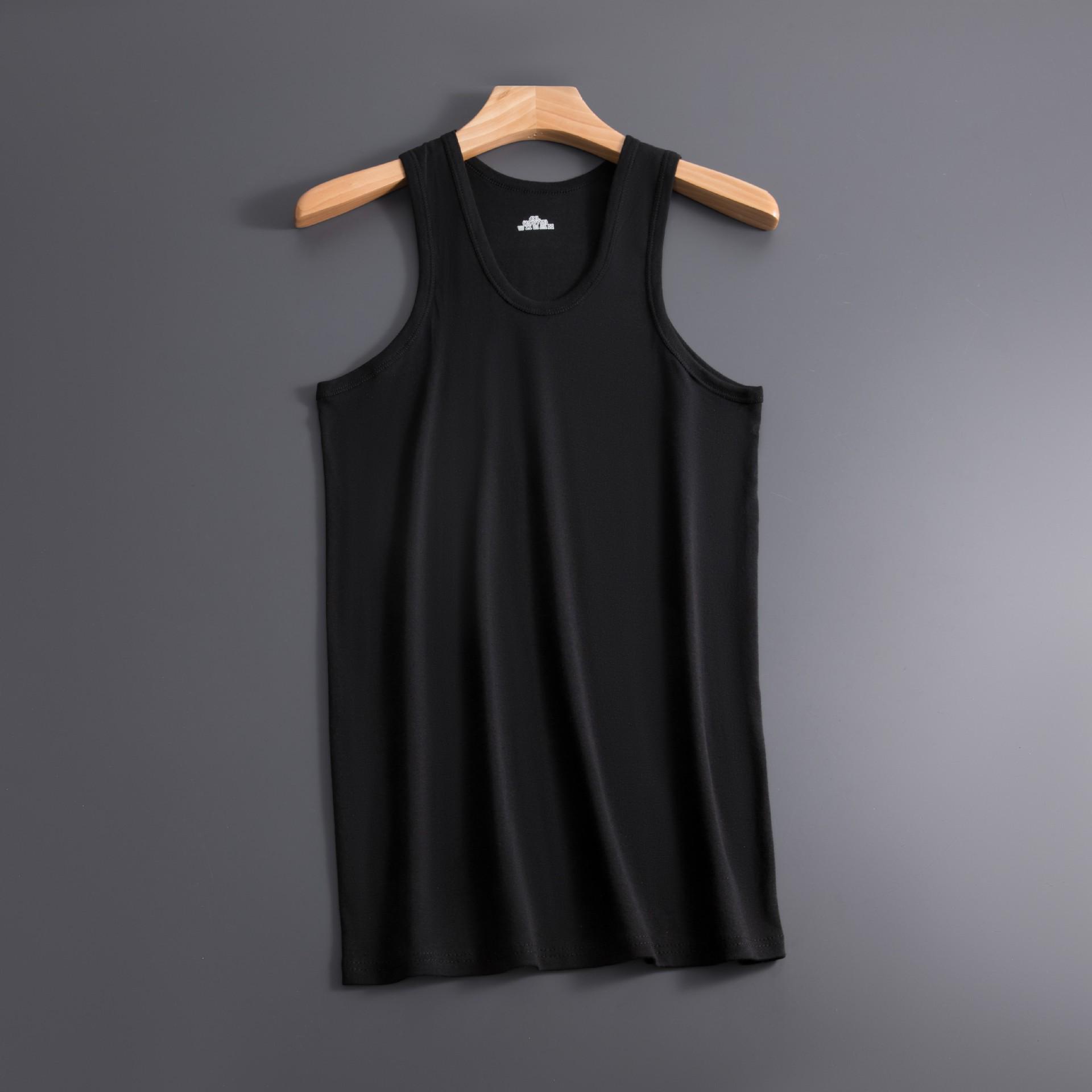 Men s Ribbed Cotton Racerback Tank Top - Sweat-Absorbing, Slim Fit, Solid Color Spaghetti Straps 4XL чёрный