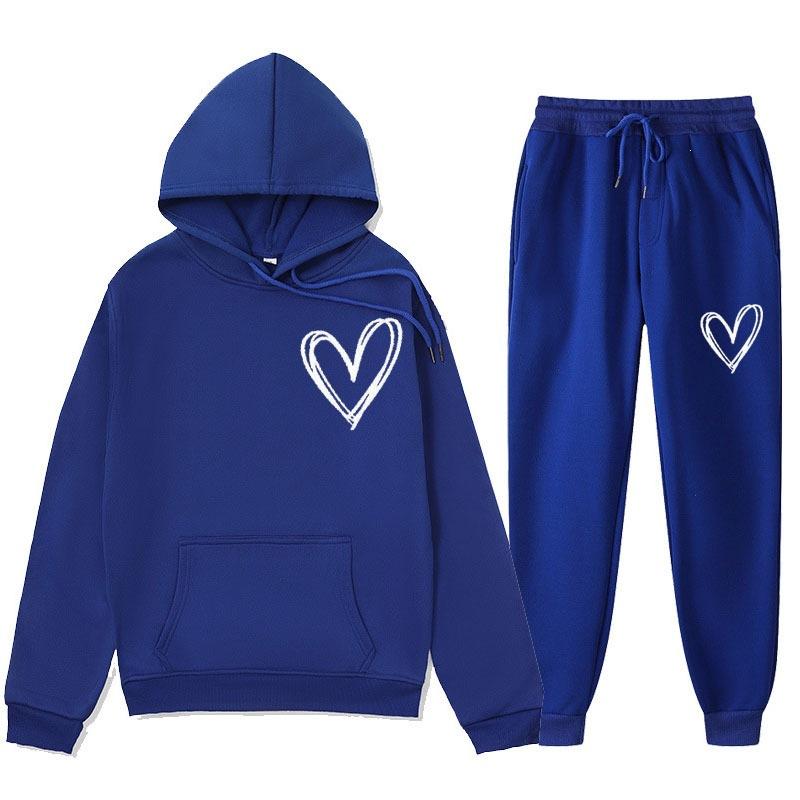 Spring and Autumn Sweater European and American Sweatpants Velvet Men's and Women's Loose Tops and Jackets Couple's Printed Hooded Suit
