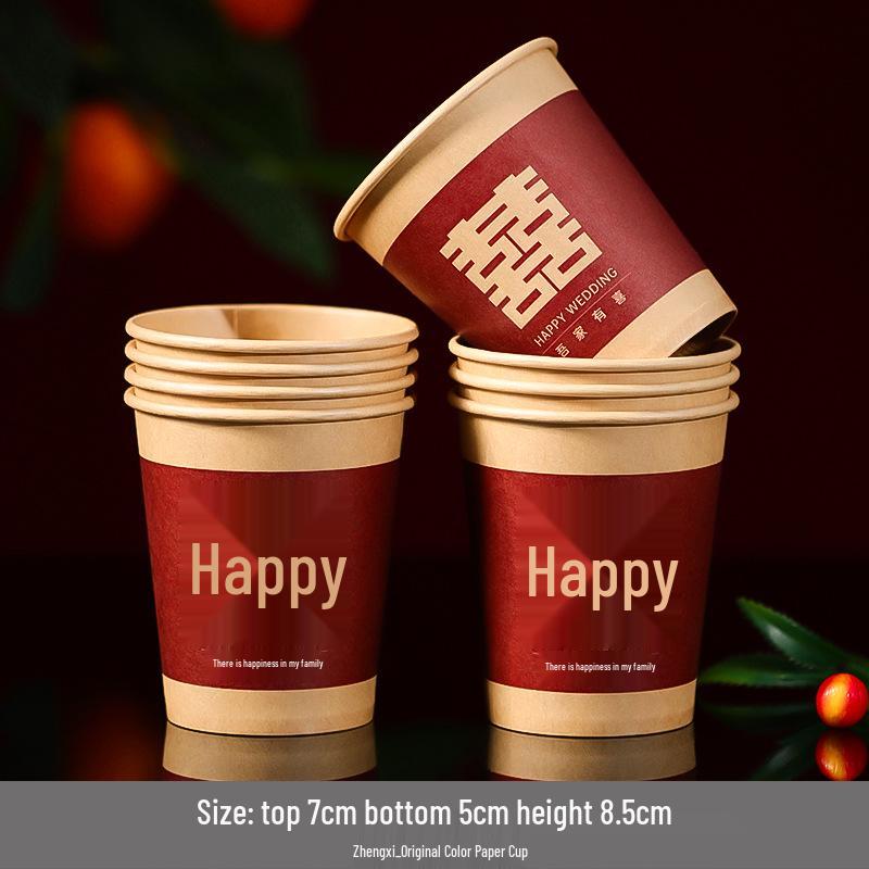 Elegant Disposable Red Wedding Paper Tea Cups