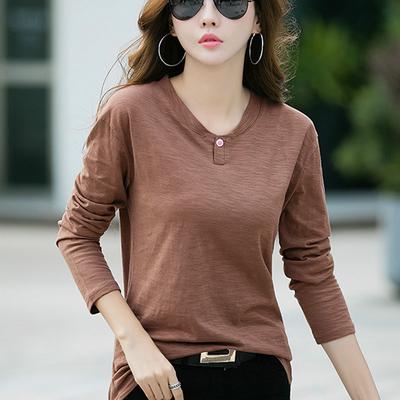 FEKEHA T-shirt da donna Primavera Ufficio Camicia a maniche lunghe Maglietta bianca T-shirt in cotone