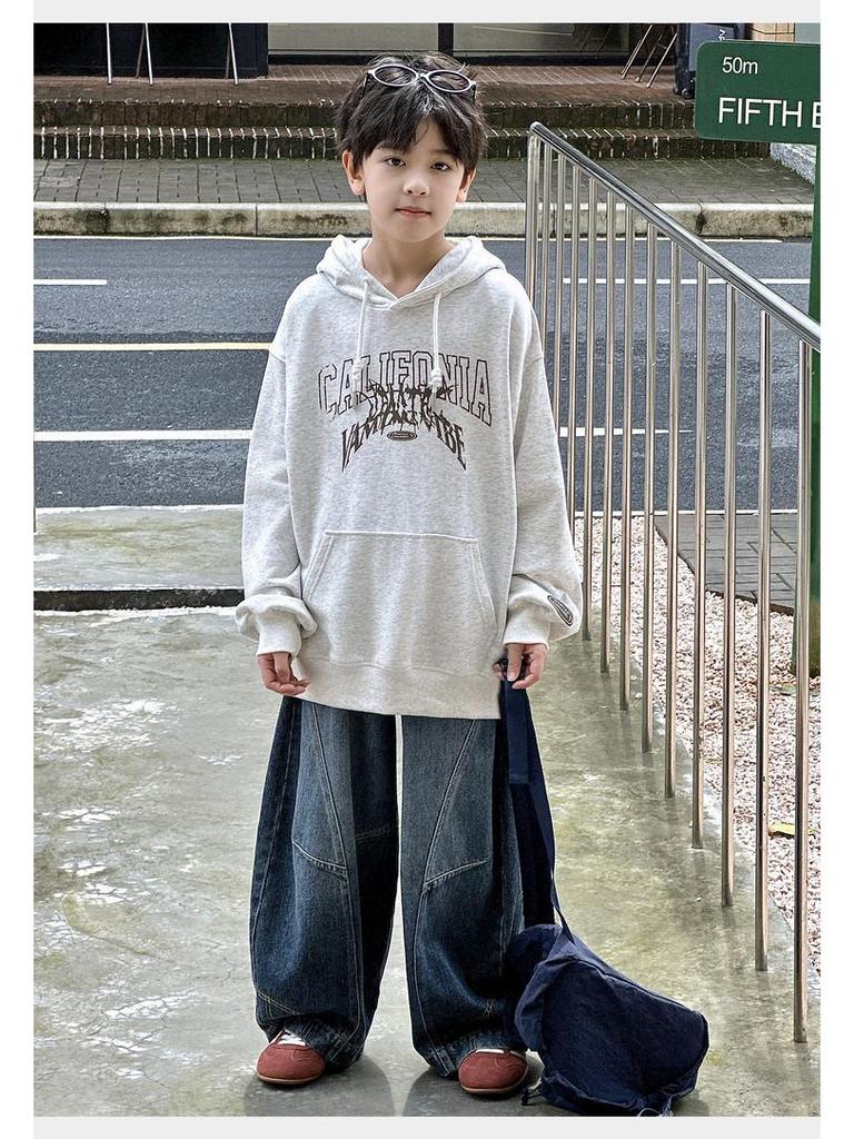 2025 Chłopięca modna bluza z kapturem w amerykańskim stylu ulicznym