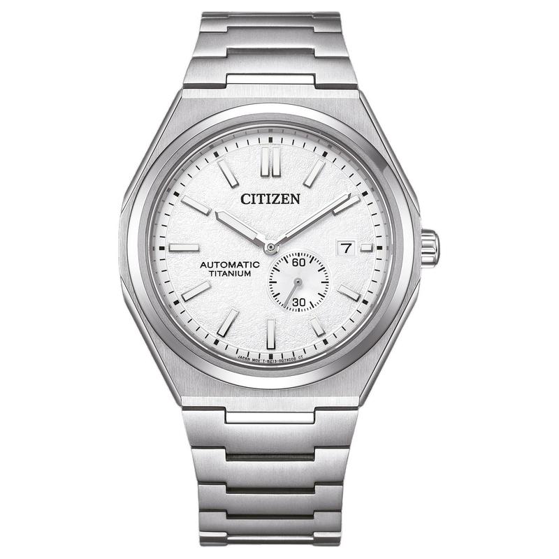 

CITIZEN 100 meters waterproof mechanical movement super titanium strap 40.5mm men s watch white dial NJ0180-80A синій