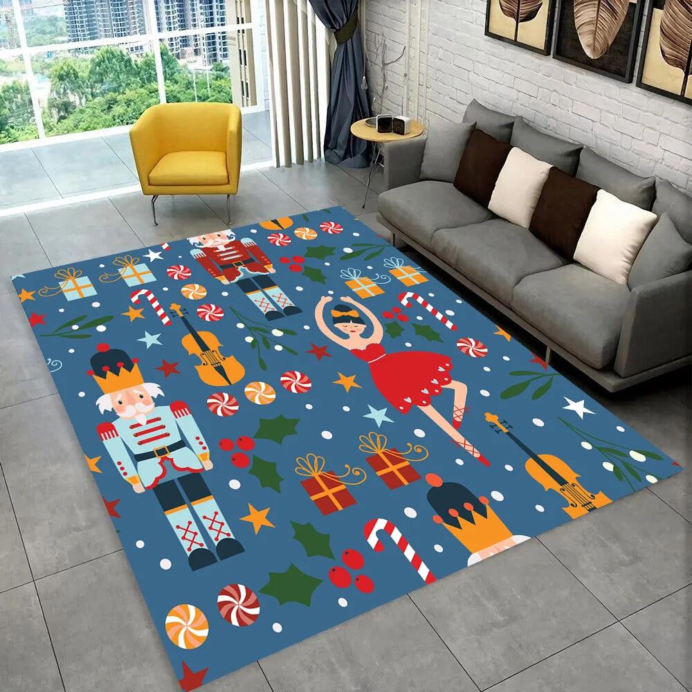 Nussknacker-Weihnachtsbaum-Teppich, Teppich für Zuhause, Wohnzimmer, Schlafzimmer, Sofa, Fußmatte, Dekor, Kinderspiel, rutschfeste Bodenmatte, Geschenk