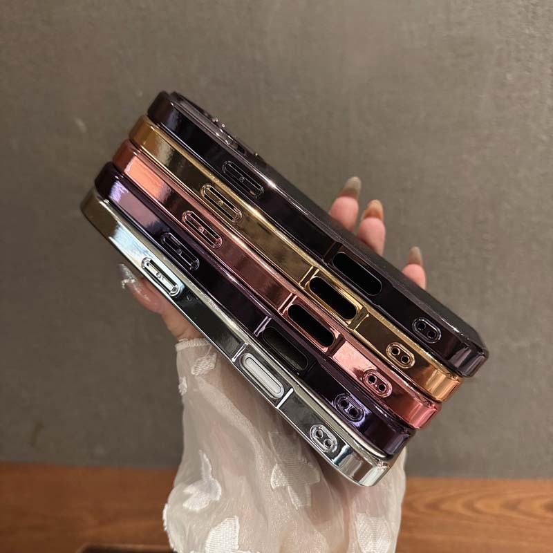 Luxury Plating Litchi Pattern Leather Case for IPhone 17 Air 16 15 14 13 Pro Max 15 Plus 13 Pro 12 Electroplating Phone Cover