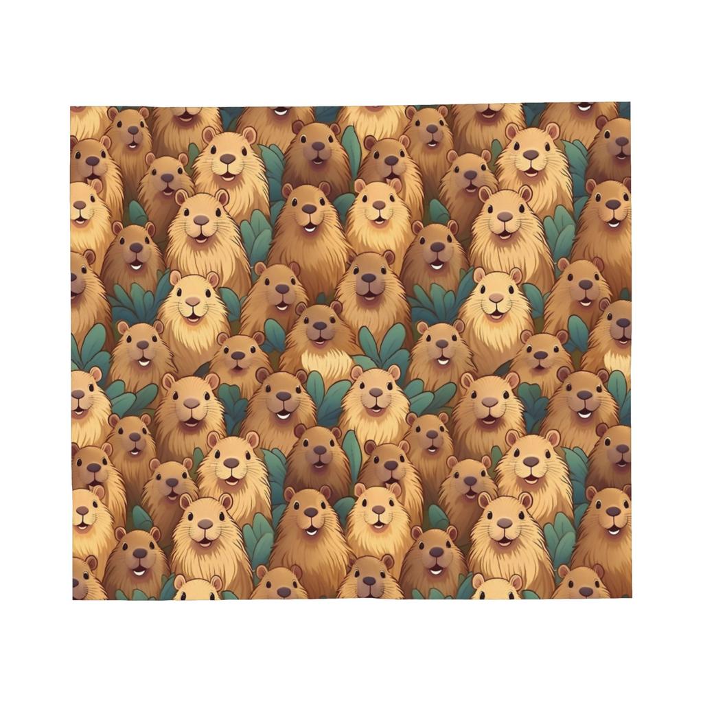 Capybara Cartoon Blanket Fleece Print Multi-function Lightweight Throw Blankets for Sofa Couch Quilt