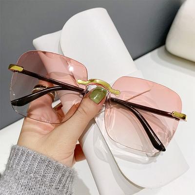 Bezramkowe okulary przeciwsłoneczne UV400 Vintage bezramkowe okulary przeciwsłoneczne Modne okulary przeciwsłoneczne z gradientem na lato