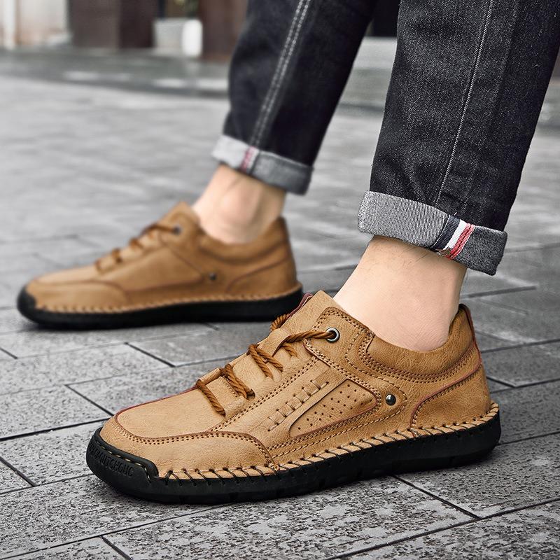 Moccasin Hombre Men Classic Leather Shoes Trend Breathable Casual Flats Shoes Handmade Men Fashion Tooling Shoes Plus Size 38-48
