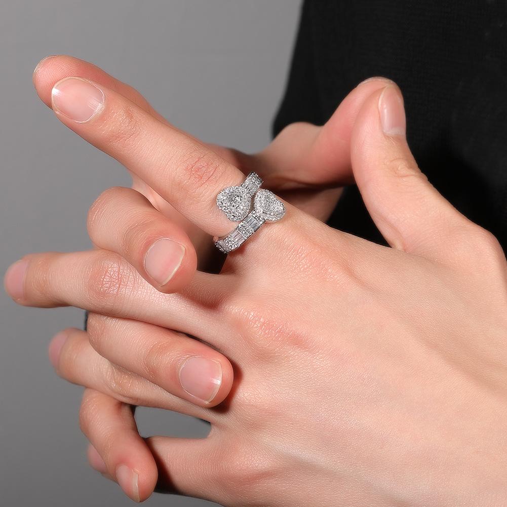 Trend diamond-set love hip-hop ring, personalized ring ins trendy brand new couple