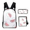 Classic Novelty Peculiar Fruit 3D Print 3pcs/Set Pupil School Bags Laptop Daypack Backpack Inclined Shoulder Bag Pencil Case