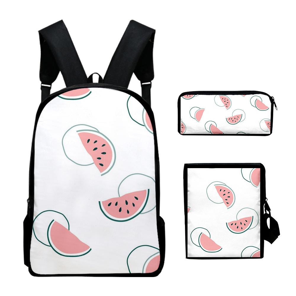 Classic Novelty Peculiar Fruit 3D Print 3pcs/Set Pupil School Bags Laptop Daypack Backpack Inclined Shoulder Bag Pencil Case