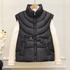 New Down Cotton Vest Women Look Thin and Foreign Fashion Trend Stand Collar Vest Waist Versatile Sleeveless Vest