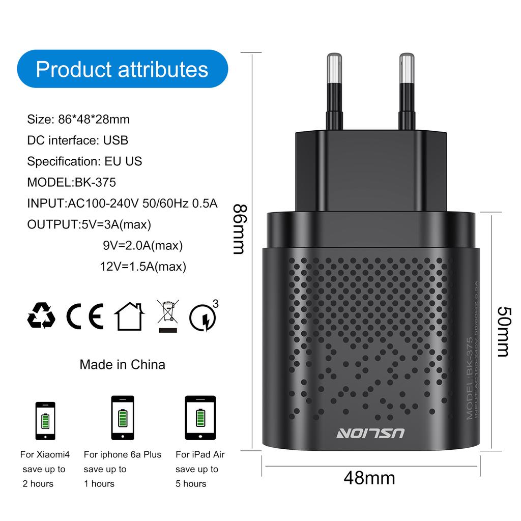 AB Fişi USB Şarj Cihazı 3A Hızlı Şarj 3.0 Cep Telefonu Şarj Cihazı iPhone 14 Samsung Xiaomi İçin 4 Port 48W Hızlı Duvar Şarj Cihazları